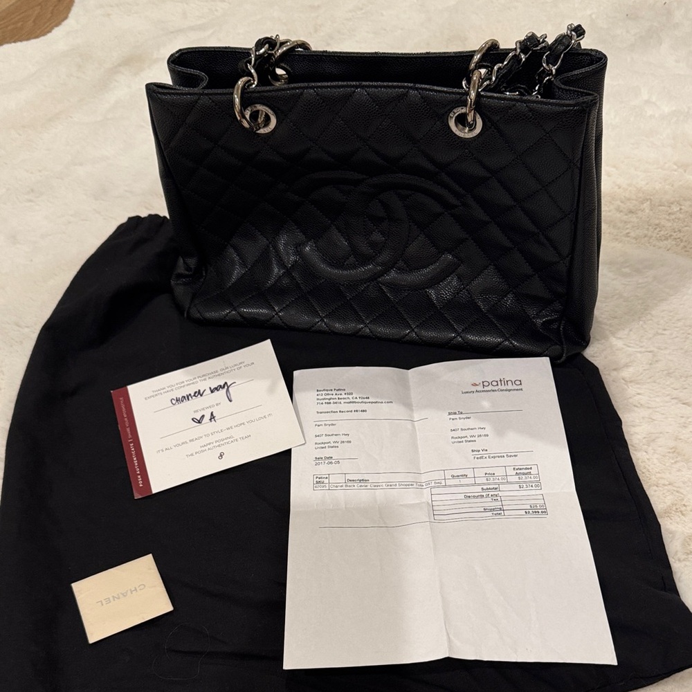 Chanel Black Quilted Leather shopperTote Bag